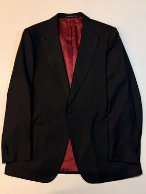 SUITSUPPLY Black Lazio Tuxedo Wool Blazer 46R